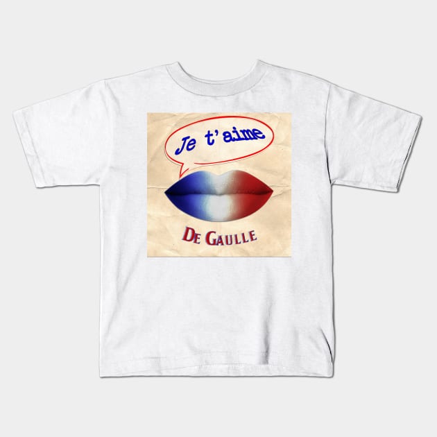 FRENCH KISS JETAIME DE GAULLE Kids T-Shirt by ShamSahid